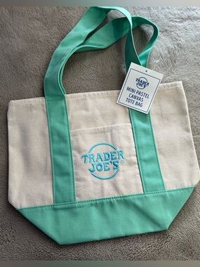 Mini Pastel Canvas Tote Bag – Mint Accent